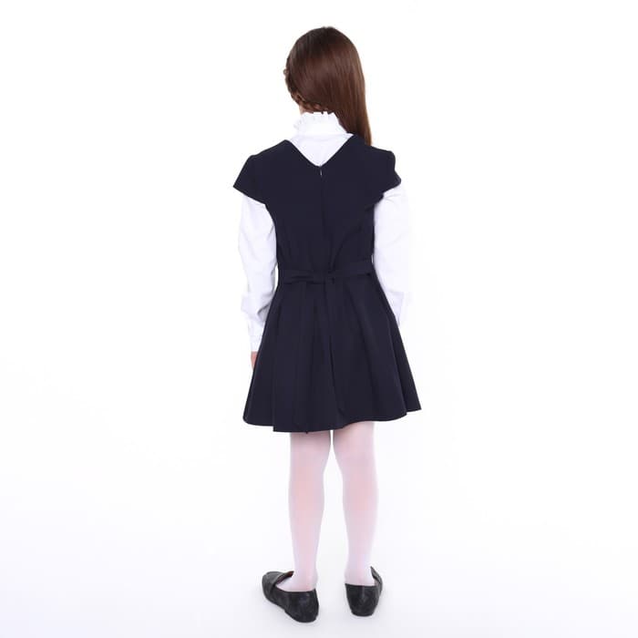Сарафан школьный для девочек, тёмно-синий, рост 122 см