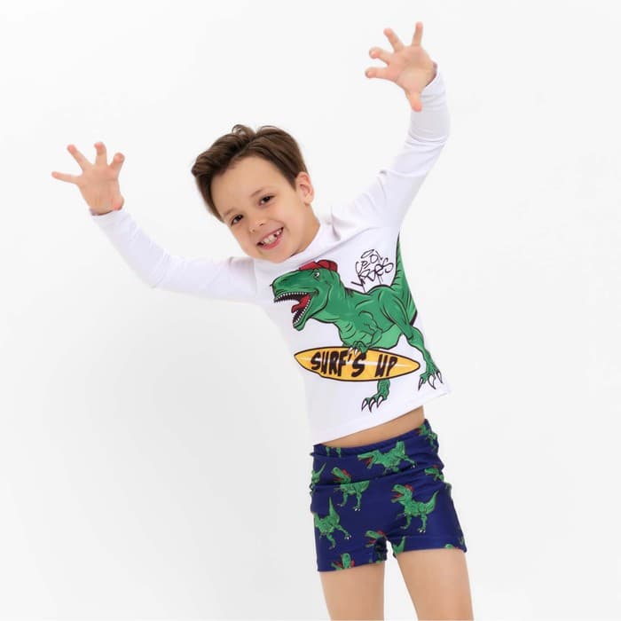 Костюм купальный для мальчика KAFTAN «Динозавр», сине-белый, рост 98-104 см