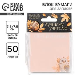 Блок для записей с отрывными листами, 50 л., 7.5 см × 7.5 см «Лучшему учителю »
