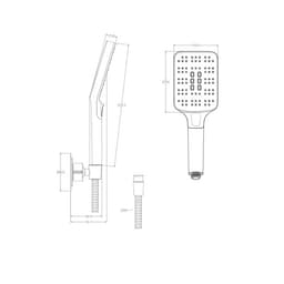 Душевой гарнитур Cersanit FERRO, 3 режима, шланг 150 металл квадрат, хром