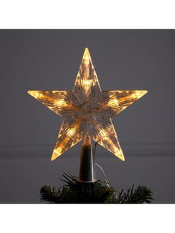 Светодиодная верхушка на ёлку «Звезда белая», 16 см, 10 LED, от батареек ААх2, фиксинг, свечение тёплое белое