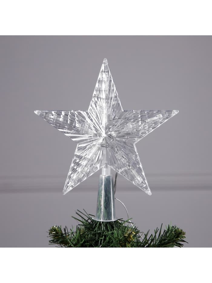 Светодиодная верхушка на ёлку «Звезда белая», 16 см, 10 LED, от батареек ААх2, фиксинг, свечение тёплое белое