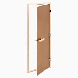 Дверь для бани и сауны «Бронза», 190×70 см по коробке, липа, матовое стекло