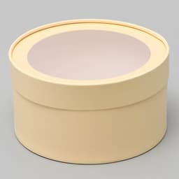 Подарочная коробка круглая «Крема» кремовая, завальцованная с окном, 21×11 см