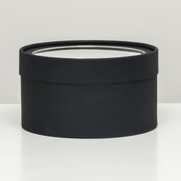 Подарочная коробка круглая, чёрная, завальцованная с окном, 18×10 см