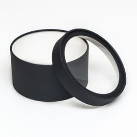 Подарочная коробка круглая, чёрная, завальцованная с окном, 18×10 см