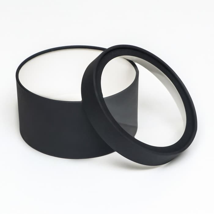 Подарочная коробка круглая, чёрная, завальцованная с окном, 18×10 см