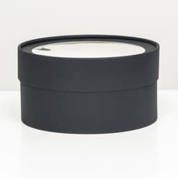 Подарочная коробка круглая, чёрная, завальцованная с окном, 21×11 см