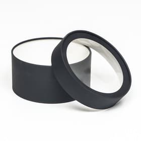 Подарочная коробка круглая, чёрная, завальцованная с окном, 21×11 см