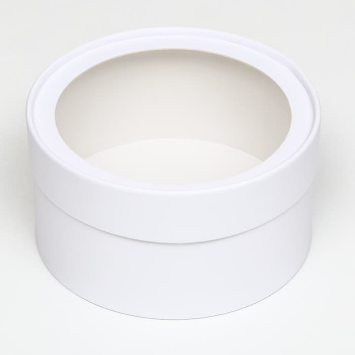 Подарочная коробка тубус «Алмаз» белый, завальцованная с окном, 16×11 см