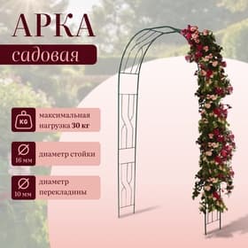 Арка садовая, 250×120×30 см, для вьющихся растений, металлическая, зелёная