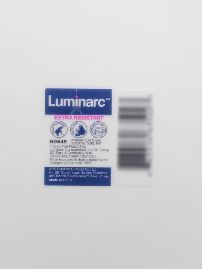 Тарелки Luminarc TRIANON, d=25 см, обеденные, набор 6 шт., стеклокерамика, белые