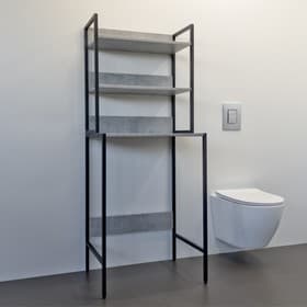 Стеллаж для стиральной машины Comforty, 650×1600×465 мм, с полками, цвет бетон светлый/чёрный