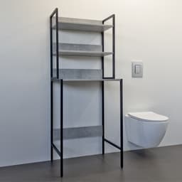 Стеллаж для стиральной машины Comforty, 650×1600×465 мм, с полками, цвет бетон светлый/чёрный