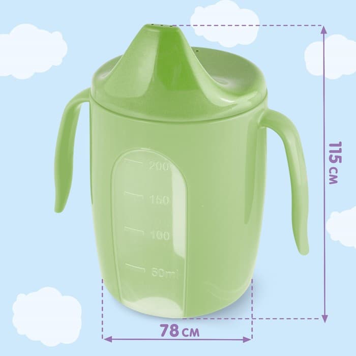 Поильник детский с твёрдым носиком Follow Me, 200 мл., с ручками, зеленый