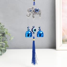 Музыка ветра «Слоник», металл, от сглаза с кисточкой 2 колокольчика, 24 см