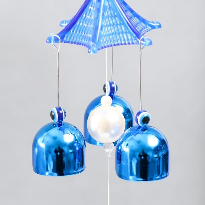 Музыка ветра «Месяц в солнце со звёздами», металл, с кисточкой 3 колокольчика, 43 см