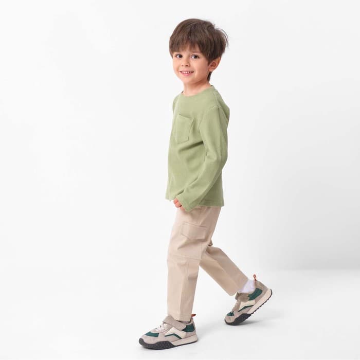 Лонгслив детский с карманом KAFTAN Basic line, размер 30 (98-104 см), хаки