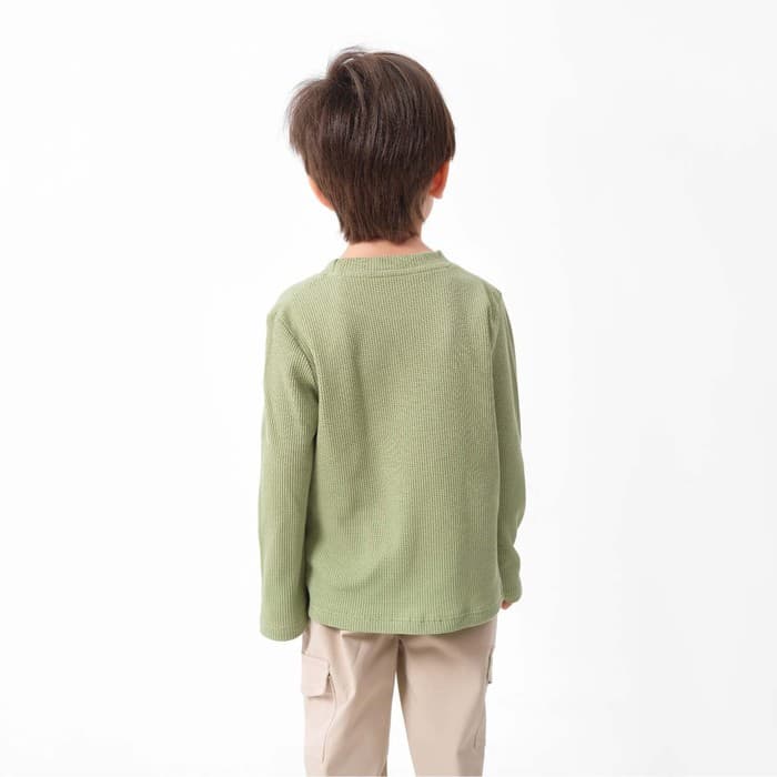 Лонгслив детский с карманом KAFTAN Basic line, размер 30 (98-104 см), хаки