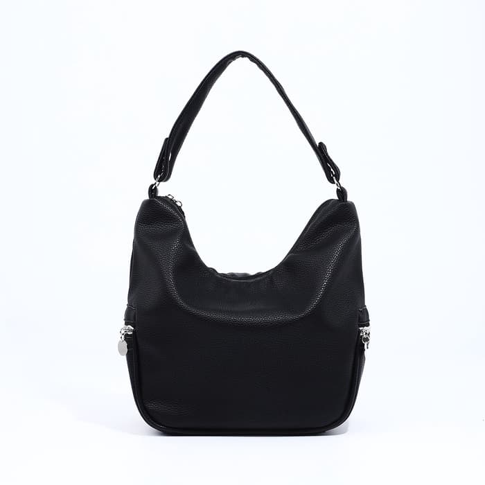 Сумка - мешок женская на молнии, 26×10×26 см, чёрная