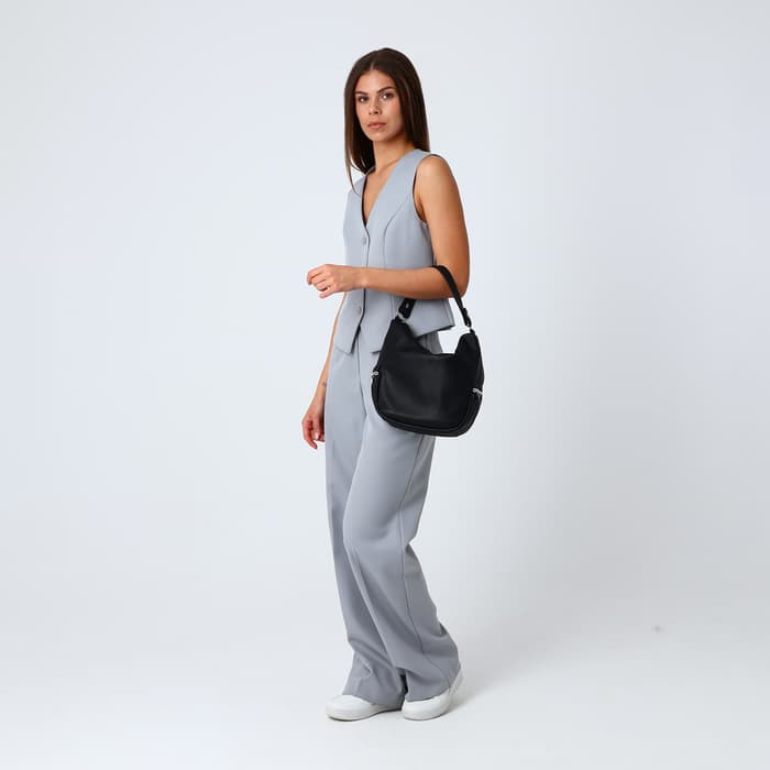 Сумка - мешок женская на молнии, 26×10×26 см, чёрная