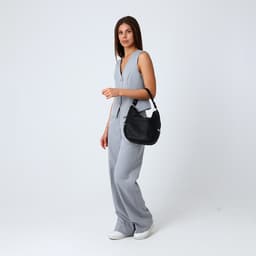 Сумка - мешок женская на молнии, 26×10×26 см, чёрная