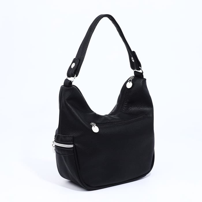 Сумка - мешок женская на молнии, 26×10×26 см, чёрная