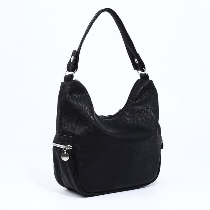 Сумка - мешок женская на молнии, 26×10×26 см, чёрная