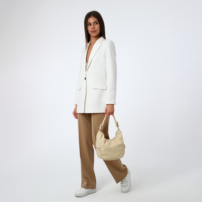 Сумка - мешок женская на молнии, 26×10×26 см, бежевая