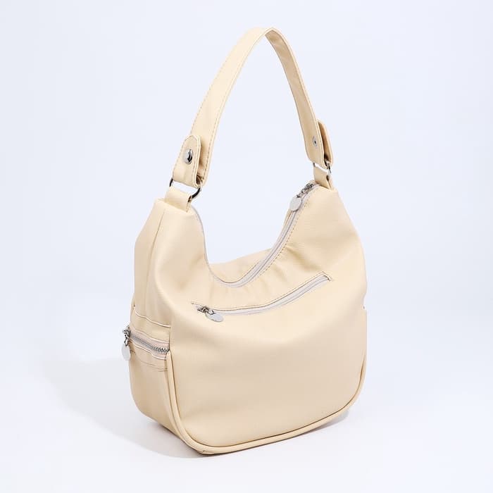 Сумка - мешок женская на молнии, 26×10×26 см, бежевая