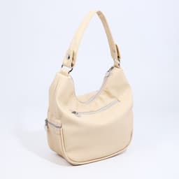 Сумка - мешок женская на молнии, 26×10×26 см, бежевая