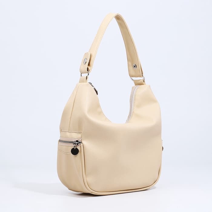 Сумка - мешок женская на молнии, 26×10×26 см, бежевая