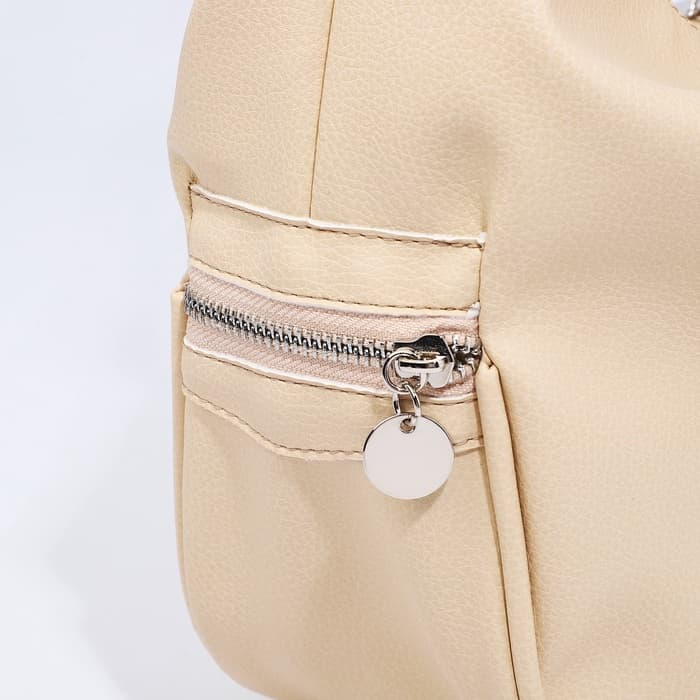 Сумка - мешок женская на молнии, 26×10×26 см, бежевая