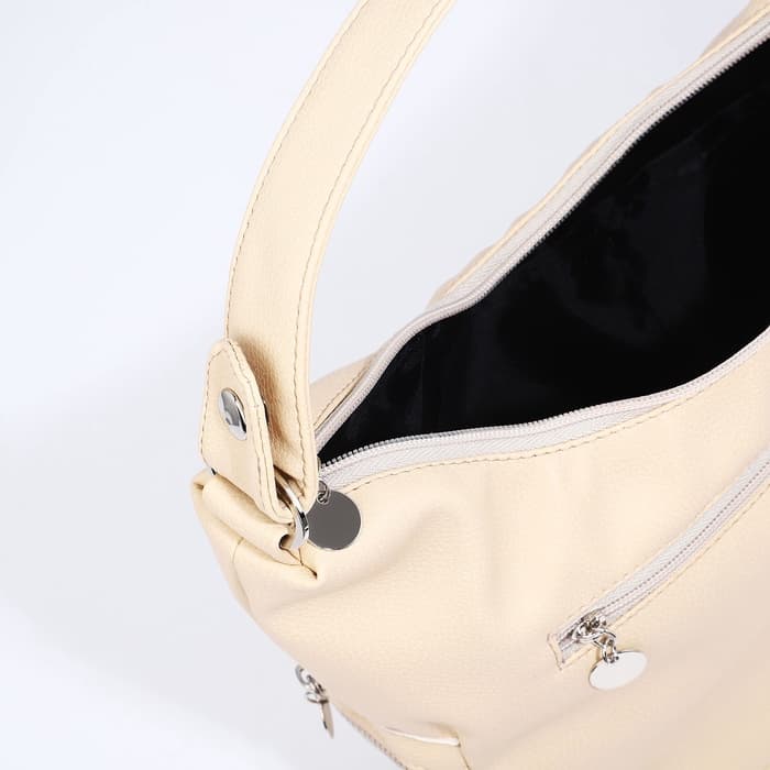 Сумка - мешок женская на молнии, 26×10×26 см, бежевая