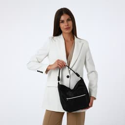 Сумка - мешок женская на молнии, 24×9×24 см, чёрная