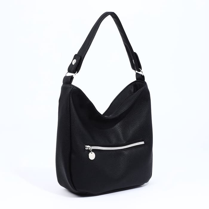 Сумка - мешок женская на молнии, 24×9×24 см, чёрная