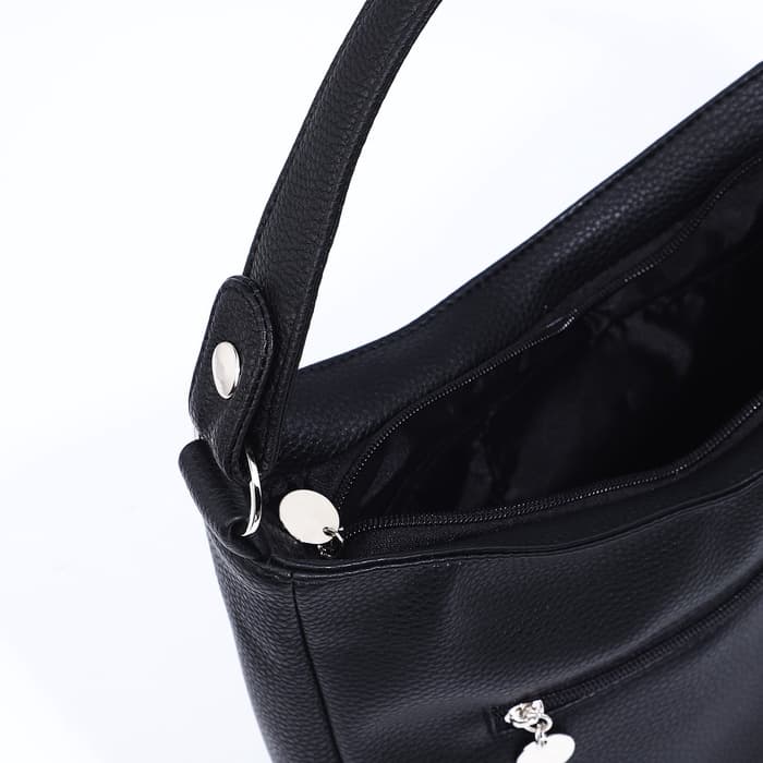 Сумка - мешок женская на молнии, 24×9×24 см, чёрная