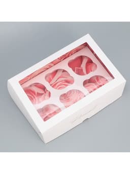 Коробка для капкейков, кондитерская упаковка двухсторонняя, 6 ячеек «Розы», 25 х 17 х 10 см