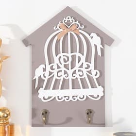 Настенные крючки декоративные «Два попугая и клетка», дерево, 20×0.5×26 см