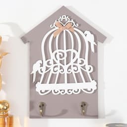 Настенные крючки декоративные «Два попугая и клетка», дерево, 20×0.5×26 см