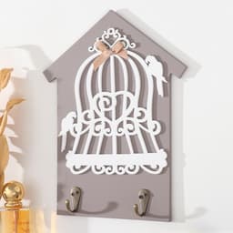 Настенные крючки декоративные «Два попугая и клетка», дерево, 20×0.5×26 см