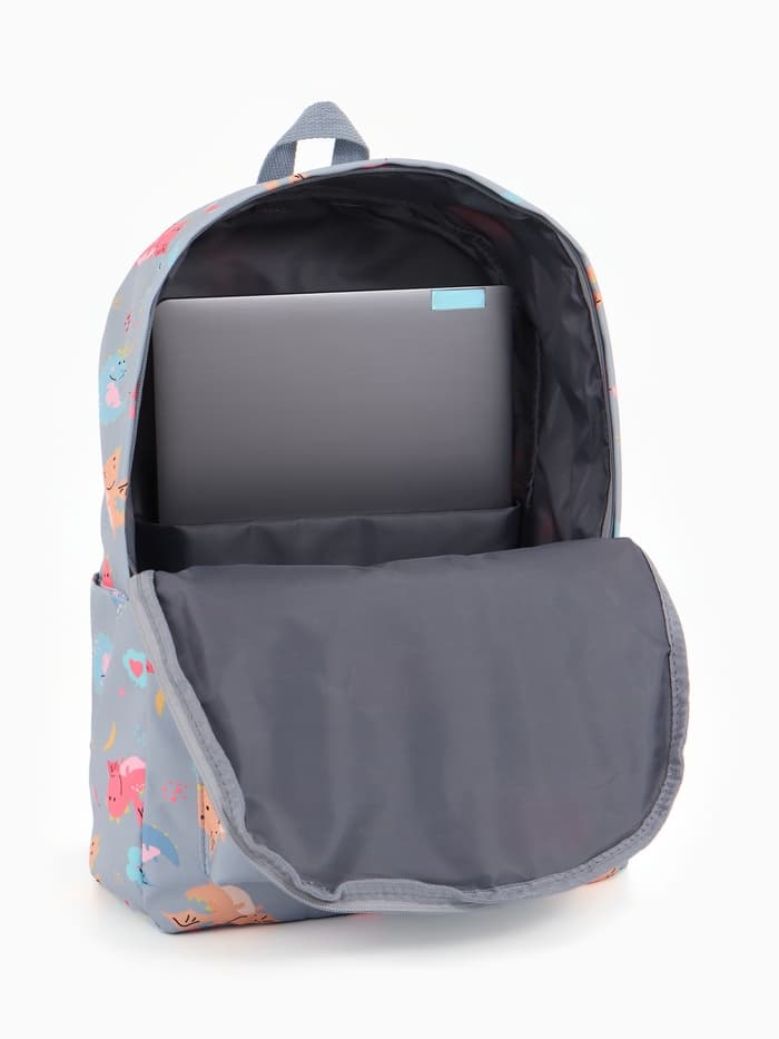 Рюкзак школьный на молнии, с карманом, размер 32×15×43 см, серый