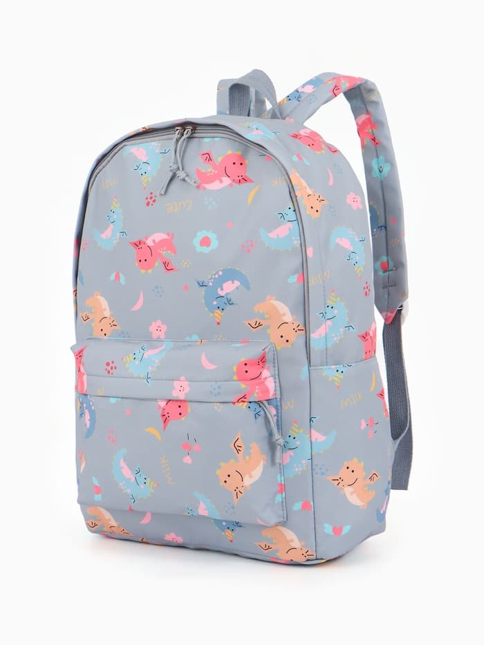 Рюкзак школьный на молнии, с карманом, размер 32×15×43 см, серый