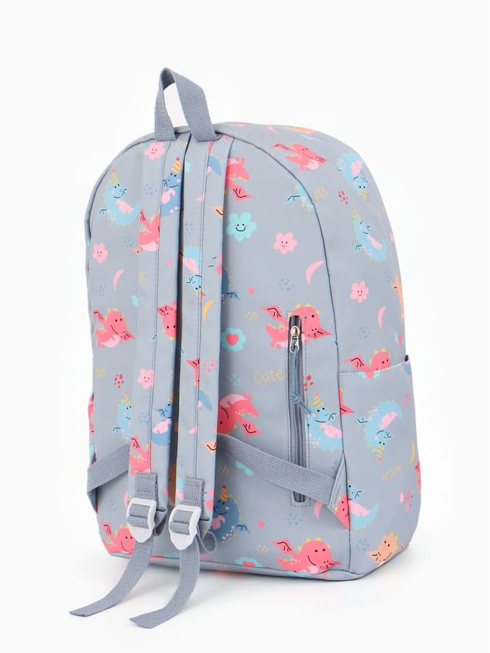 Рюкзак школьный на молнии, с карманом, размер 32×15×43 см, серый