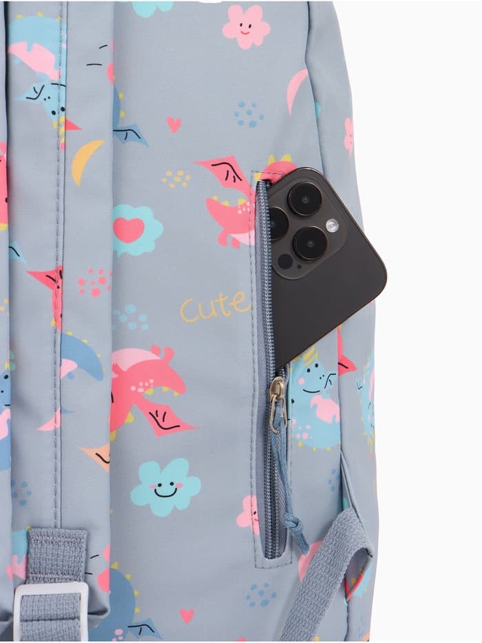 Рюкзак школьный на молнии, с карманом, размер 32×15×43 см, серый