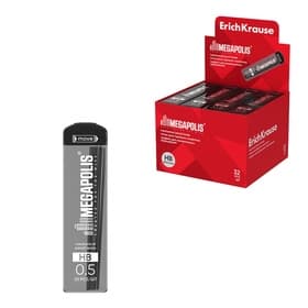Набор грифелей для механических карандашей Erich Krause. Megapolis Concept, 20 штук, узел 0.5 мм, НВ