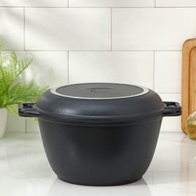 Казан KUKMARA «Традиция», 4 л, крышка-сковорода, литые ручки, антипригарное покрытие, литой алюминий, чёрный