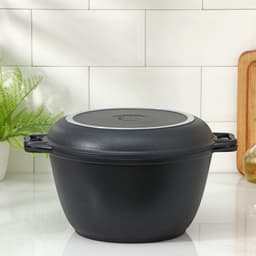 Казан KUKMARA «Традиция», 4 л, крышка-сковорода, литые ручки, антипригарное покрытие, литой алюминий, чёрный