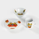 Набор посуды детский Добрушский завод «Пчёлы», 3 предмета: кружка 200 мл, салатник 350 мл, тарелка d=16.5 см, белый, рисунок МИКС