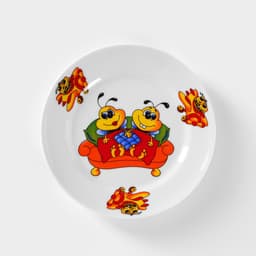 Набор посуды детский Добрушский завод «Пчёлы», 3 предмета: кружка 200 мл, салатник 350 мл, тарелка d=16.5 см, белый, рисунок МИКС